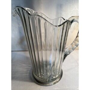 PRESSED McKee Glass PRISM Clear Pitcher 8" Antique (1860-1920)